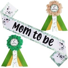 Jungle Theme Baby Shower Decorations, Safari Jungle Animals Mom Dad to Be Sash Corsage Pins Maternity Set, Wild Baby Shower Pregnancy Announcement Party Decor Pregnant Props (Green)