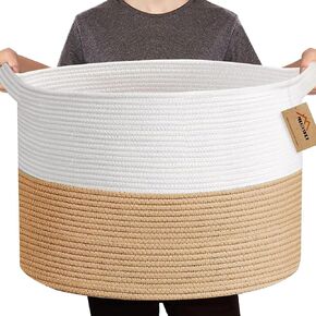 Extra Large Green Storage Baskets, 22" X 22" X 14" Kids Toy Basket Storage, XXXL Dog Toy Bin, Nursery Baby Toddler Toy Organizer Box, Soft Cotton Rope Woven Bin, Blanket Basket Living Room