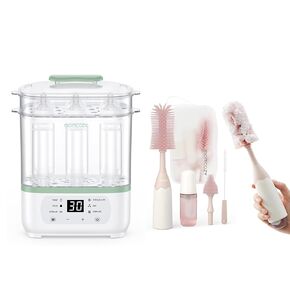Momcozy Bottle Sterilizer and Dryer & Momcozy Bottle Brush Kit Pink