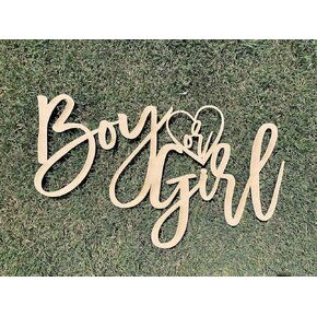 Boy or Girl Wooden Sign for Backdrop,Cute Baby Shower backdrop,Gender Reveal Wall Sign for Baby Shower Backdrop Wall Photo Prop