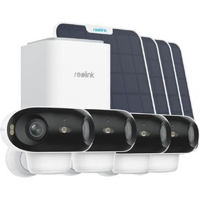 REOLINK Home Hub with 4X Argus 4 Pro- 4K Dual-Lens 180° Solar Outdoor Wireless Security Camera System, Local Encrypted Storage Up to 1TB, 5G/2.4GHz WiFi 6, No Monthly Fee, 64GB SD Card Included