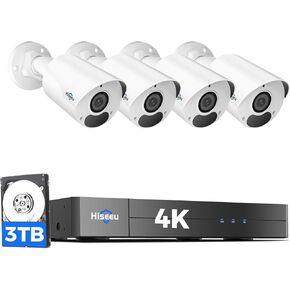 [121 ° عرض عريض] نظام كاميرا أمان Hiseeu 4K Poe ، 8 Poe 5MP كاميرات في الهواء الطلق والداخلية ، واكتشاف المركبات البشرية ، والرؤية الليلية الملونة ، وصوت 2 ، 7/24 ، لا توجد رسوم شهرية ، مراقبة CCTV NVR KIT