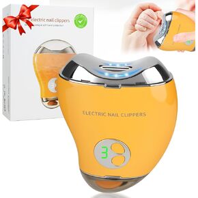 Electric Nail Clipper, 2 in 1 Automatic Nail Trimmer & Nail File, 3 Speeds LCD Digital Display, USB Rechargeable Safety Fingernail Trimmer with Nail Clip Storage for Baby (White)