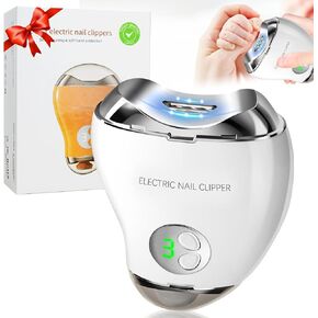 Electric Nail Clipper, 2 in 1 Automatic Nail Trimmer & Nail File, 3 Speeds LCD Digital Display, USB Rechargeable Safety Fingernail Trimmer with Nail Clip Storage for Baby (White) in Kuwait