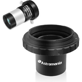 Astromania 1.25" 3X Short Focus Barlow Lens for Telescope Eyepiece - Bundle with - T-Ring and M42 to 1.25" Telescope Adapter (T-Mount) for Nikon