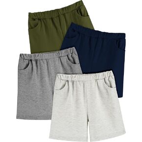 Toddler Boy Shorts 4 Pack Quick Dry Fit Pull On Shorts Boys Athletic Casual Shorts with Pocket Summer Clothes Multipacks 5T