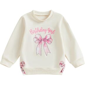 Toddler Baby Girl Birthday Outfit Fall Long Sleeve Sweatshirt 1st 2nd 3rd 4th 5th 6th Birthday Shirt Bow Clothes