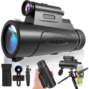 Monocular Telescope with Lights HD Monoculars 80x100 for Adults High Powered Monocular for Hunting with Smartphone Holder & Tripod, Handheld Telescope Suitable for Bird Watching Stargazing-Green