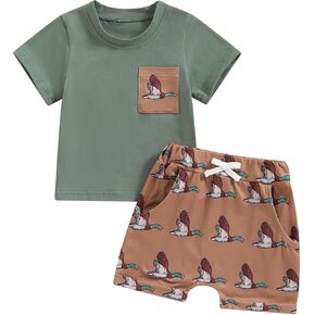 Baby Boy Summer Outfit 2PCS Cartoon Tee Tops and Shorts Set for Toddler Newborn Boys 6 12 18 24M 2T 3T