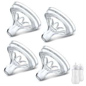 4 Packs Silicone Bottle Nipples Compatible with Philips Avent Natural Bottle, Replacement Bottle Nipple BPA-Free, No Spill, Anti-Colic, 6+ Month (Flow 5)
