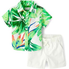 The Children's Place baby-boys And Newborn Short Sleeve Button Down Shirt and Shorts 2 Piece Outfit Set