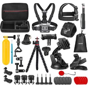 NEEWER 35 in 1 Action Camera Pro Accessories Kit Compatible with DJI Osmo Action 5 Pro 4 3 GoPro, Quick Release Adapter Mount for Diving Hiking Motorcycling Mountain Cycling Skiing Surfing Vlog, GP-51