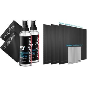 MagicFiber 8 PK Glasses Kit - 2 Eyeglass Cleaner Sprays + 6 Microfiber Cleaning Cloths - Premium Eye Glass Cleaners Spray and Glasses Wipes - Lint-Free Lenses