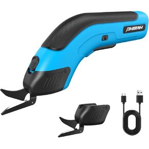 Cordless Electric Scissors with 2 Blades, 4V Rechargeable Powerful Shears for Sewing, Crafting and Cutting, Super Scissors Rechargeable for Fabric, Carpet, Leather, Cardboard