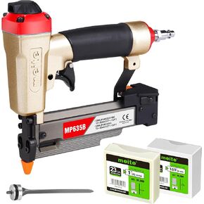 meite MP635B Pin Nailer with 20000pcs (1", 1-3/8") Pin Nails, Pneumatic 23 Gauge Pin Nailer, Air Micro Pin Nail Gun, Fits 1/2" to 1-3/8" 23 Gauge Pin Nails, Ideal for Paneling, Small Trim