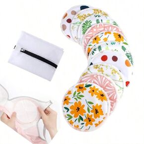 Breast Pads 10pcs Reusable Nursing Pads Washable+ Laundry Bag - Breast Pads for Leaking Milk - Super Absorbent Nursing Pads Nursing Nipple Pads (Large 4.7")