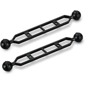 1" Ball to YS Head Adapter with 9'' Extension Arm Aluminum Alloy Underwater Dual Ball Arm for Strobe/Video Light/Diving Camera Tray, Waterproof and Rustproof (2pack)