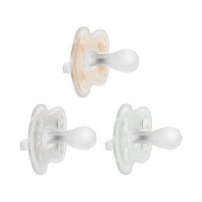 Dr. Brown's Advantage One-Piece Silicone Baby Pacifier, Fully Symmetrical Soother, Blue/Light Blue/Gray, 0-6m, BPA Free, 3 Pack