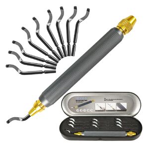 Deburring Tool with 10 Extra High Speed Steel Swivel Blades,3D Printing Tool Double Head Anti Skid Handle, Which Can be Rotated or Fixed 360 Degrees,for Metal, Resin, Copper, Plastic, Pipe