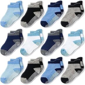 جوارب Cozyway Baby & Toddler مع Grippers Non Slip Clip Socks for Boys and Girls Babies - Comfy Soft Cotton - 12 Pack