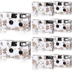 Kanayu 10 Pack Bulk Disposable Camera for Wedding, 35mm Single Use Camera with Flash Disposable Cameras One Time Camera for Wedding Anniversary Travel Camp Party Supplies(Retro Color Film, Gold Rose)