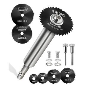 Cutting Wheel for Drill, Rotary Tool Cutting Discs with 6pcs Steel Saw Blades, 1pc 1/4" Hex Shank, 1/8" Round Shank, 1/4" Round Shank, Power Rotary Tool Accessories for Cutting Wood Plastic Soft Metal