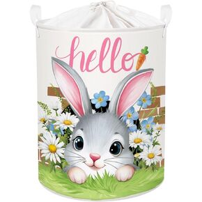 Clastyle Easter Rabbit Kid Storage Basket Boy Girl Gift Toy Box Spring Flower Baby Laundry Hamper Collapsible Clothes Organizer Nursery Bin for Bedroom, Carrot, 40 * 30 * 30 cm