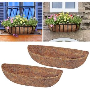 chengchuang 2pcs *24"、30"、36"、48" Coco Liner Trough,Trough Coco Fiber Replacement Liner, Coco Liners for Planters,Natural Coconut Coir Planter, Garden Flower Vegetables Pot for Window Flower Box