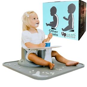 Upseat Ergonomic Baby Seat + Splat Mat, Waterproof, Soft, Spill & Mess Containment Bundle