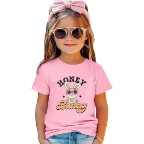 Toddler Girls Easter Bunny Shirt Honey Bunny Tshirt Cute Rabbit Outfits Baby Short Sleeve Tee Tops