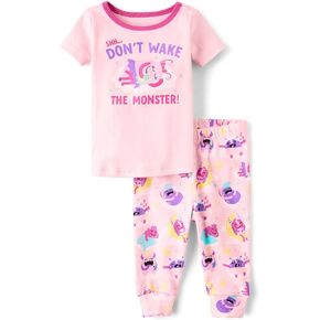 The Children's Place Baby Girls' and Toddler Short Sleeve Top and Pants Snug Fit 100% Cotton 2 Piece Pajama Set