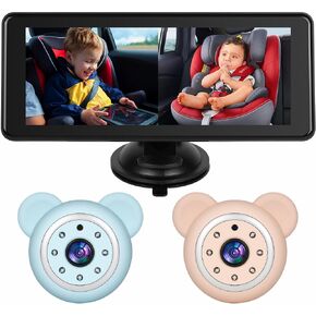 Baby Car Camera Backseat,6.86" Display Monitor,HD 1080P,Clear Wide View,IR Night Vision,Rear Facing Seat Camera for 2-Kids