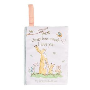 KIDS PREFERRED Guess How Much I Love You My First Baby Soft Photo Memrory Album Crinkle Soft Sensory Book Holds Three 4" x 6" Photos with Soft Fabric for Babies, 6.25x9 Inch
