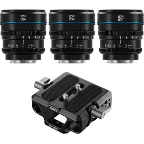 Sirui Night Walker S35 مجموعة عدسات Cine Manual Focus ، ولوحة أساسية للكاميرا مع حزمة قاعدة إطلاق سريعة