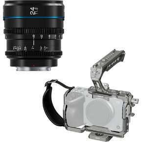 Sirui Night Walker 24mm S35 Must Focus Cine Lens ، ومجموعة Camera Cage Kit لـ Sony FX 3 FX30 مع مقبض أعلى