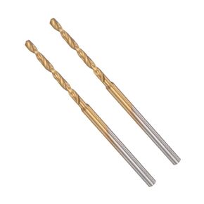 Twist Drill Bits, 1.8mm Cutting Diameter 0.09" Shank 49.5mm Length, High-Speed Steel Titanium Plated Jobber Bit Set (Applications: for Metal Wood Plastic), 2-Pieces