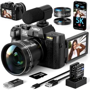 NBD Digital Cameras for Photography 5K,48MP Autofocus Vlogging Camera for YouTube with 32GB TF Card & 2 Batteries,16X Zoom Anti-Shake Video Camera with 52mm Wide Angle and Macro Lens-S110-QT