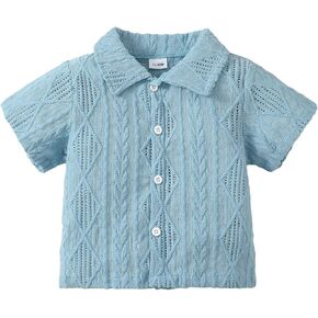 Baby Boy Clothes Toddler Boys Button Down Shirts Short Sleeve Dress T-Shirt Toddler Tops Summer Outfits in Kuwait