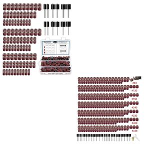 531 Pcs Sanding Drum Set, 504 Pcs 80 120 150 240 320 400 600 Grit Drum Sander Sleeves and 24 Pcs Drum Mandrels,2 Pcs Self-Tightening Drill Chuck and Combination Wrench for Rotary Tool