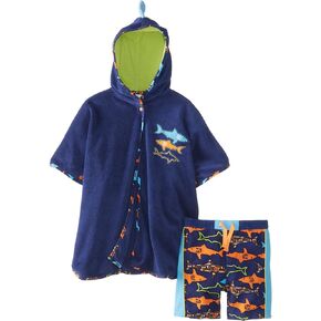 Absorba Baby-Poys Retboborn Shark Robe ومجموعة السباحة القصيرة
