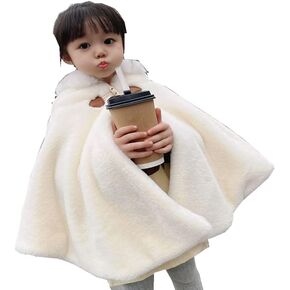 Girls Hooded Cape Cloak,Winter Warm Outdoor Shawl Poncho,Hoodie Coat Jacket,Princess Capelet Wrap