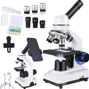 Microscope 40x-2000x Compound Microscope with Dual LED Illumination for School Home Laboratory Educational Gift Child Student Beginner Microscope (Microscope)