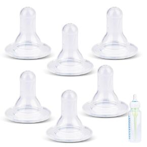 VANEST 6 Packs Silicone Bottle Nipples Compatible with Dr. Brown’s Natural Flow Level 2 Narrow Bottle, Replacement Bottle Nipple BPA-Free, No Spill, Anti-Colic, (Level 2, 3m+, Medium Flow)