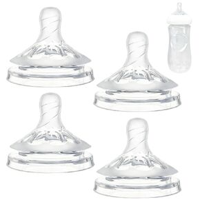 Silicone Replacement Nipple Compatible with Philips Avent Natural Bottle, 4 Pack Bottle Nipple, Leak-Proof, BPA-Free, Anti-Colic, Flow 1 for 0-3 Month