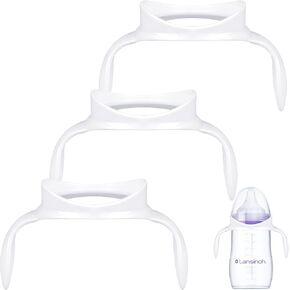 Compatible Baby Bottle Handle for Lansinoh 5oz & 8oz Bottles, Easy-Grip, Ergonomic Design for Little Hand, Leak-Proof, Slip-Resistant, BPA-Free, Helps Babies Transition to Independent Drinking, 3-Pack