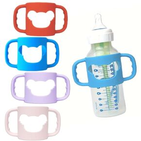 4 Pcs Baby Bottle Handles, Silicone Bottle Handles for Dr Brown Narrow Baby Bottles, Baby Bottle Holder with Easy Grip Handles to Hold Their Own Bottle, BPA Free Universal Bottle Handle Cover