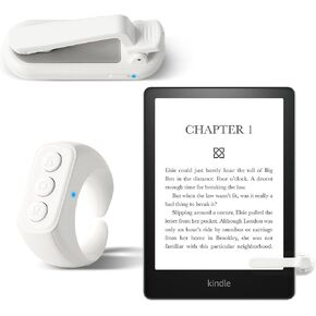 CKG 2 in 1 Kindle Page Turner Remote and Tiktok Scrolling Ring, Unobstructed Easy Reading with Minimalist Style Clicker, Universal Compatibility with iPhone and All Tablets, EBooks