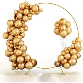 7.2Ft Round Backdrop Stand Circle Balloon Arch Frame Kit for Wedding Flower Ring Party Background Decoration (Gold)