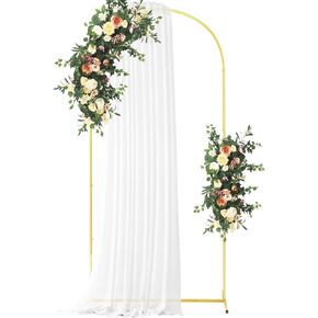 Set of 2 Gold Metal Wedding Arch Backdrop Stand (7.2FT and 6FT), Balloon Arched Frame Backdrop Stand for Parties, Wedding Birthday Baby Shower Graduation Holiday Ceremony Supplies Decor