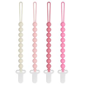 Pacifier Clips Baby Girls - Draklary 4 Pack Paci Clip Silicone Soothe Baby Binky Holder for Shower Birthday Gift